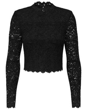 Guess Tops ,Zwart ,Polyester Cropped Kanten Top