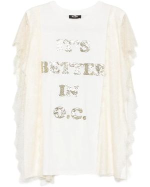 My Twin Shirt Panna Logo Paillettes - Weiß