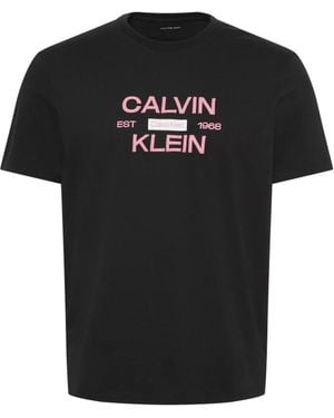 Calvin Klein Tops ,Zwart ,Katoen Stack Grap T-Shirt
