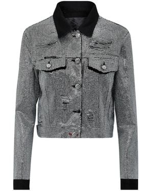 Philipp Plein Denim Jacket Crystal - Grijs