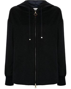 Moncler Zip-Up Drawstring Hoodie - Black