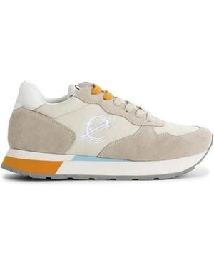 CafeNoir Schoenen ,Leer Sneakers Van Suèdeleer En Textiel - Wit