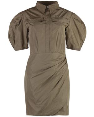 MSGM Nylon puffed shoulder kleid - Grün