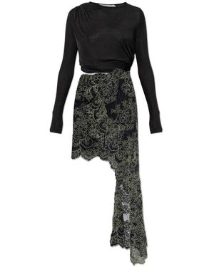Christopher Esber Kleedjes ,Zwart ,Katoen Verve Twisted Tee Kant Lange Mouwen Jurk