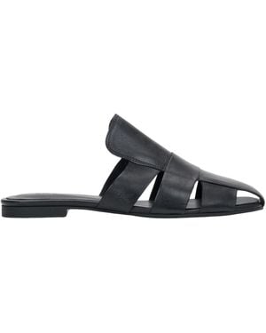ESTRO Schoenen ,Zwart ,Leer Gevlochten Leren Mule Slippers