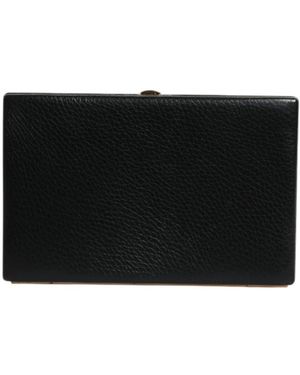Dolce & Gabbana Leren Gouden Frame Clutch - Zwart