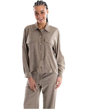 Marella Overhemden ,Polyester Shirt Jacket - Bruin