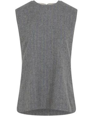 Carven Ärmelloses Gestreiftes Tweed-Oberteil - Grau