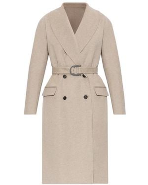 Ferragamo Double-Breasted Coats - Neutre