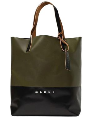 Marni Gestructureerde Shopper Tote Bag - Groen