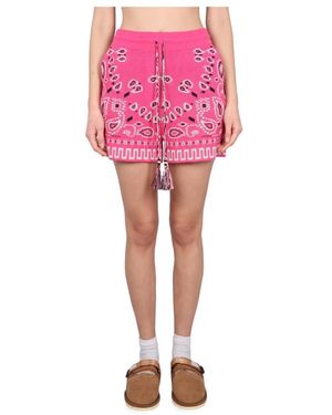 Alanui Cotton Piquet Bandana Shorts - Roze