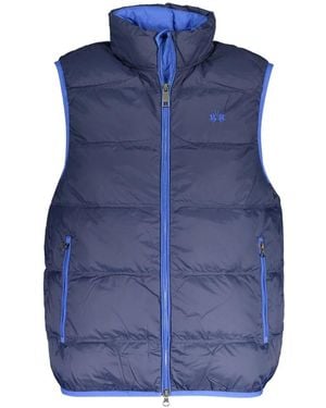 La Martina Jassen ,Blauw ,Blauwe Mouwloze Jas Met Contrasterende Details
