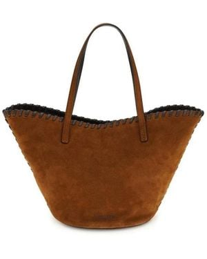 STAUD Wildleder-Tasche Mit Webdetail - Braun