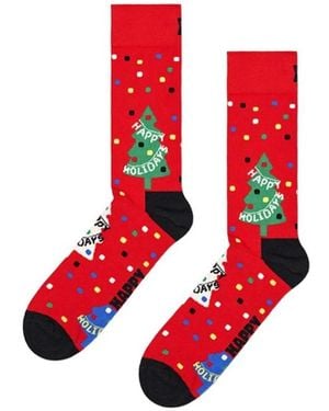 Happy Socks Weihnachtsbaum design crew socks - Rot