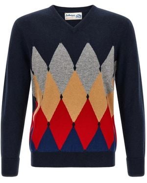 Ballantyne V-Ausschnitt Pullover - Blau