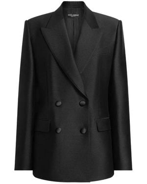 Dolce & Gabbana Zweireihiger Blazer Mit Satin-Revers - Schwarz