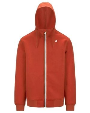 K-Way Hoodies & Sweatvesten ,Rood ,Polyester Rode Sweater Met Verstelbare Capuchon