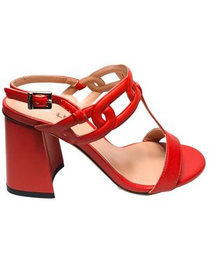 Pollini Schoenen ,Rood ,Leer Sandali Nappa