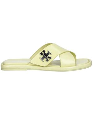 Tory Burch T Lock Cross Band Slide - Metallic