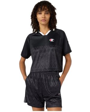 Champion Tweekleurig T-Shirt Met V-Hals - Zwart