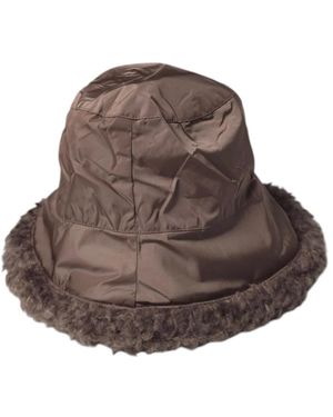 Bomboogie Accessoires ,Bruin ,Nylon Faux Fur Donkerbruine Hoed