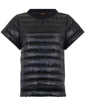 Moorer Gestreepte T-Shirt Met Korte Mouwen - Zwart