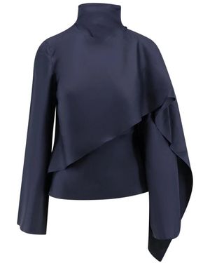 Rohe Seidenschal Foulard Bluse - Blau