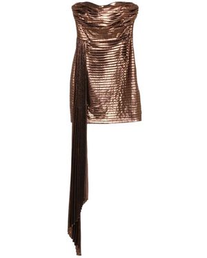 retroféte Kaffeebraunes Metallisches Trägerloses Kleid