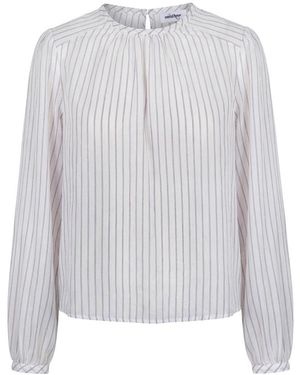 Ottod'Ame Overhemden ,Wit ,Katoen Blouse Met Semi-Transparante Strepen - Grijs