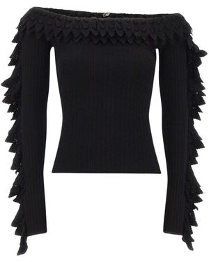 Blumarine Long Sleeve T-Shirts - Black