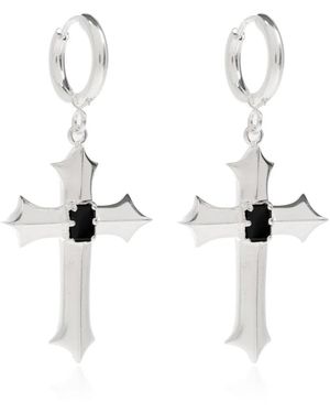 MISBHV Accessoires ,Grijs ,Leer Stone Cross Earrings - Metallic