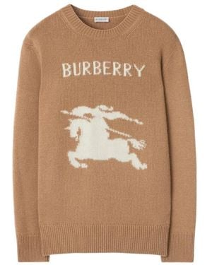 Burberry Equestrian-Knight Wolle-Kaschmir Pullover - Natur