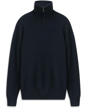 Bugatti Truien & Vesten ,Blauw ,Wol Gebreide Trui Met Grove Steek En Rits