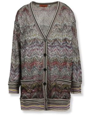 Missoni Zigzag Cardigan Met V-Hals - Grijs