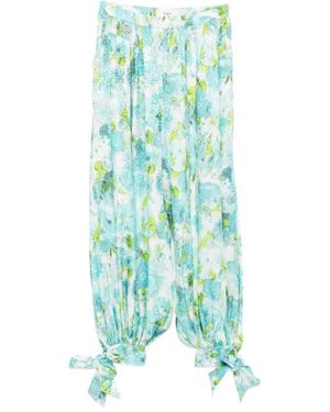 Chloé Broeken ,Veelkleurig ,Plissé Wijde Broek - Groen