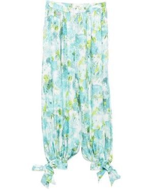 Chloé Plissierte Fließende Hose - Grün