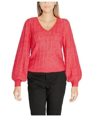 Guess V-Neck Knitwear - Red