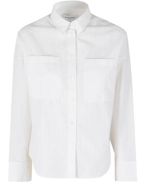Maison Kitsuné Overhemden ,Wit ,Katoen Striped Double Pocket Shirt
