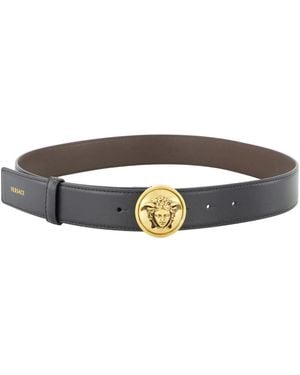 Versace Accessoires ,Zwart ,Leer Leren Riem 3.5 Cm - Bruin