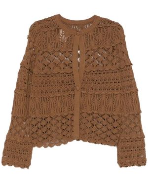 Semicouture Gehaakt Vest Met Geschulpte Rand - Bruin