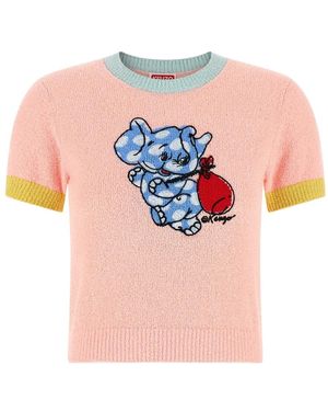 KENZO Truien & Vesten ,Roze ,Katoen Cartoon Cropped Top