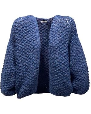 Maiami Chunky Alpaka Perlmuster Cardigan - Blau