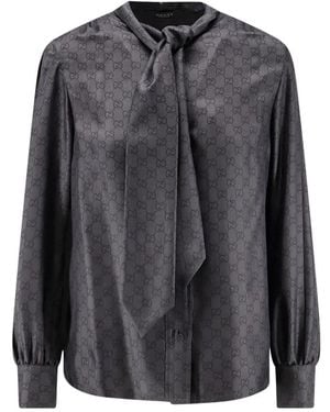 Gucci Zijden Twill Blouse Met Strik - Zwart