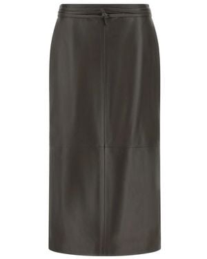 Alberta Ferretti Rokken ,Bruin ,Leer Leren Midi Rok - Grijs