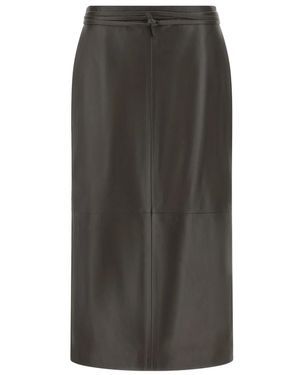 Alberta Ferretti Rokken ,Bruin ,Leer Leren Midi Rok - Grijs