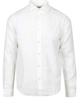 Roy Rogers Besticktes leinen-casual-shirt,besticktes leinen-casual-hemd,leinen besticktes casual hemd - Weiß