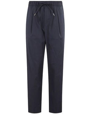 BRIGLIA Blaue Baumwoll-Popeline-Cropped-Hose
