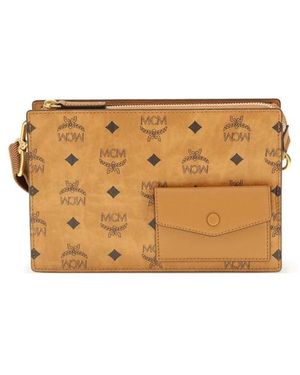 MCM Schoudertas Van Canvas Met Visetos-Print - Naturel