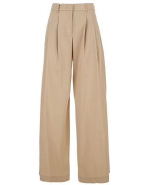 Plain Broeken ,Katoen Wide Leg Broeken - Naturel