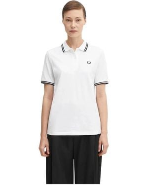 Fred Perry Polohemd Mit Doppelstreifen - Weiß